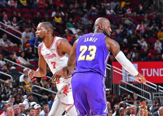 詹姆斯杜兰特第四次季后赛对决 火箭湖人内线篮