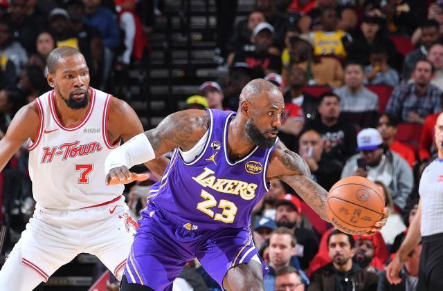 詹姆斯杜兰特第四次季后赛对决 火箭湖人内线篮